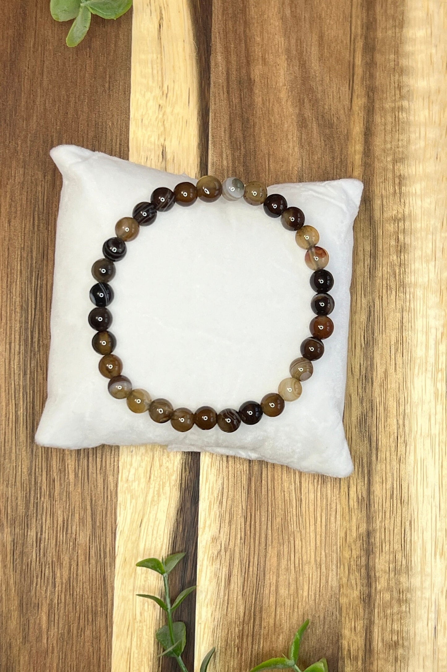 Botswana Agate Stretch Bracelet - Handmade Beaded stretch Jewelry for Stylish Comfort bead size approx 4mm