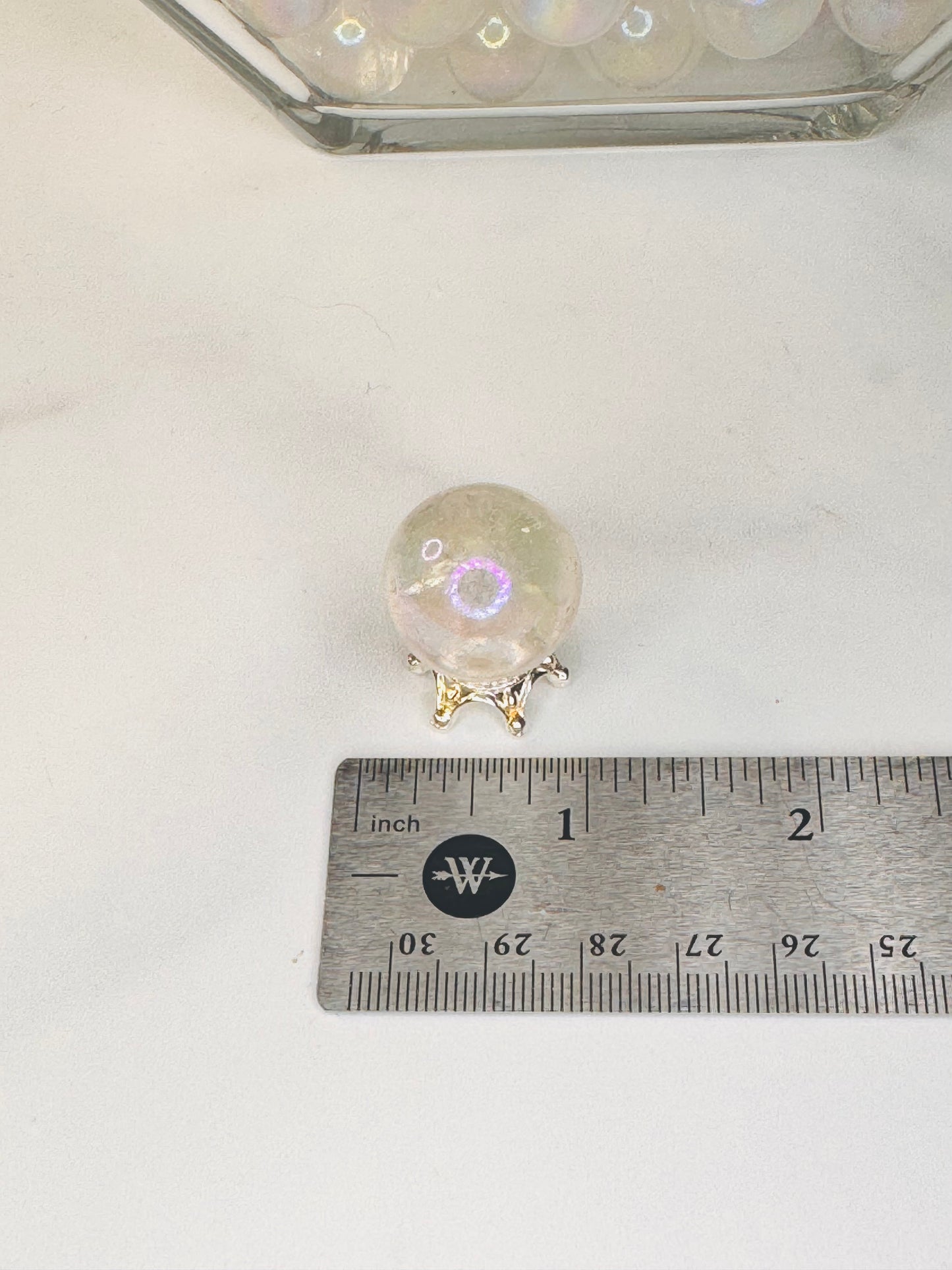 Aura Coated Quartz Mini Sphere  Iridescent Crystal Pocket Stone • Rainbow Quartz Collectible Sphere for Gifts & Decor