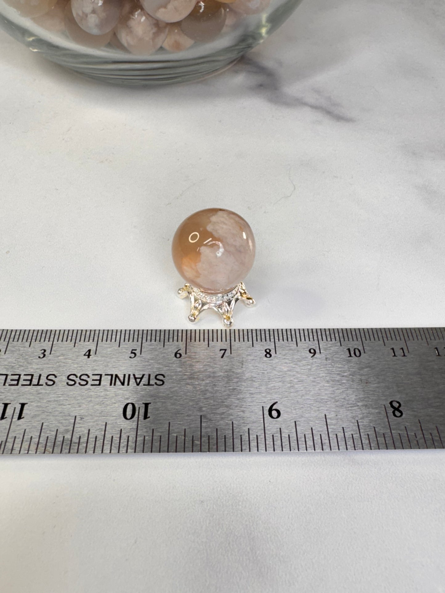 Flower Agate Mini Sphere • Small Crystal Sphere 1.5 cm • Consciously Curated Collectible Stone for Gifts & Display
