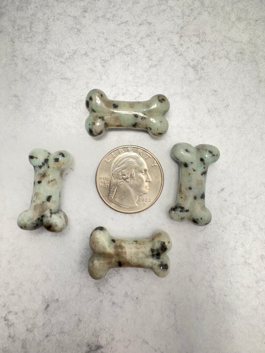 Kiwi Jasper Dog Bone Carving | 1 Inch Polished Crystal