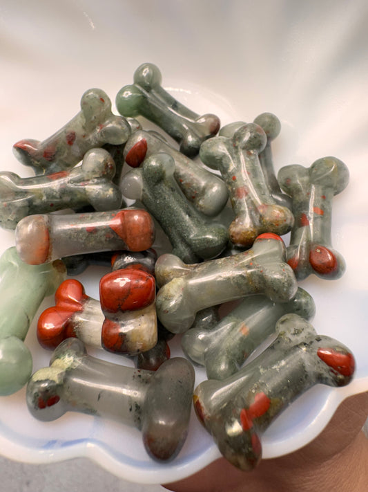 Bloodstone Bone Carving | 1 Inch Polished Crystal