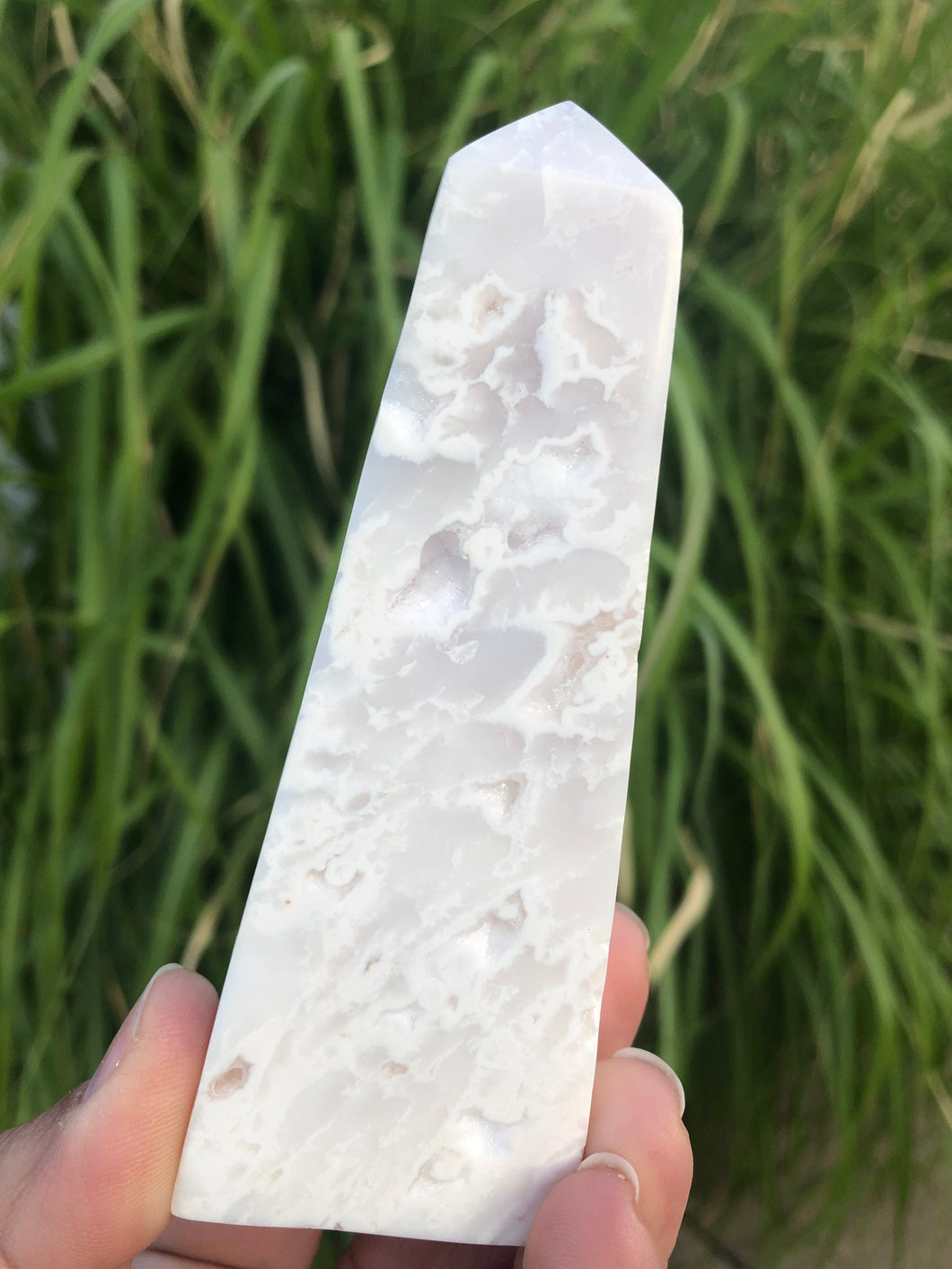 Gorgeous Druzy White Plum Agate Tower, Druzy White Snow/Plum Agate, Snow Agate Tower,