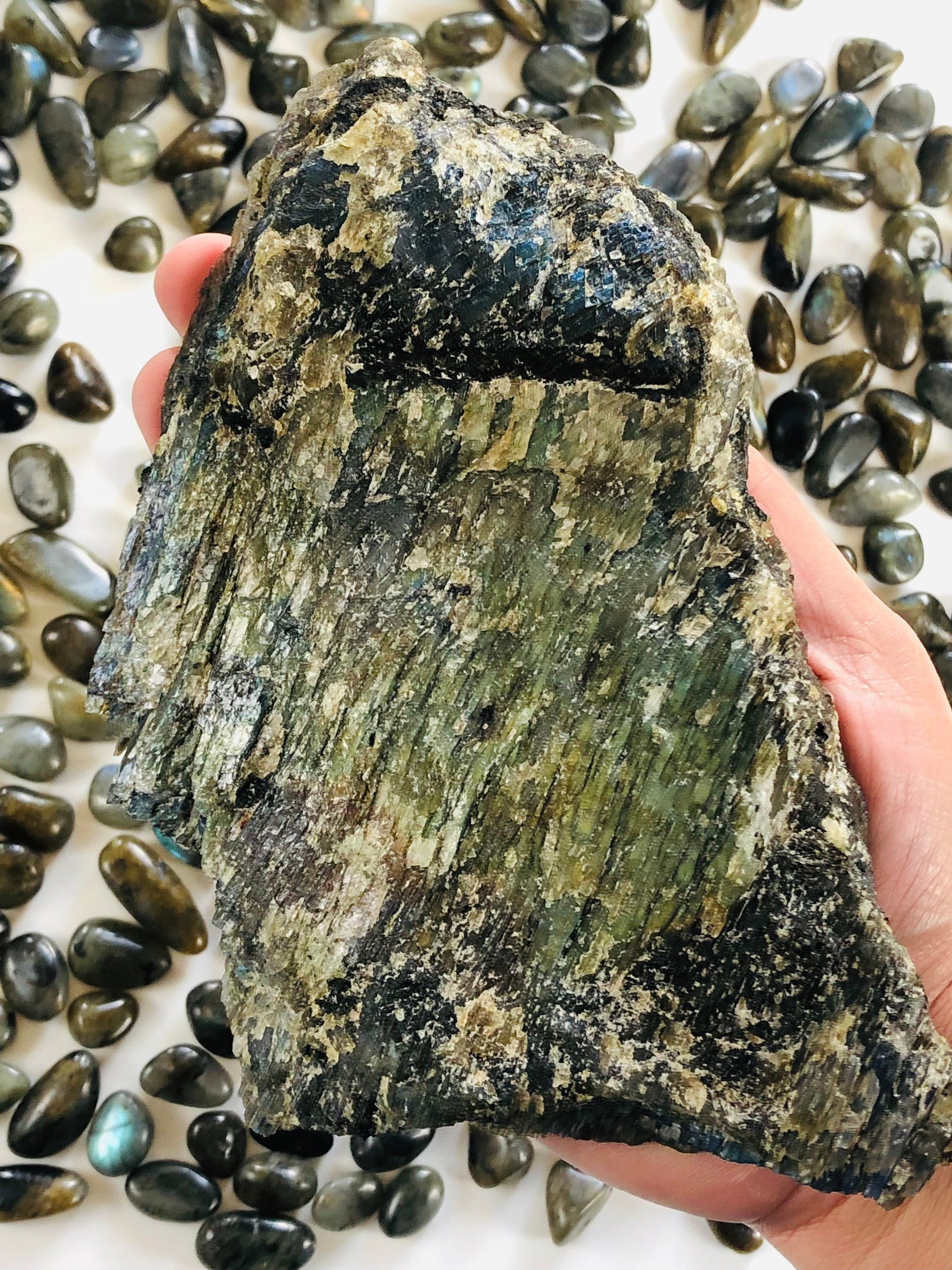 Labradorite Slab || Strong Blue Flash || Half Polished || Slice || Free Form ||