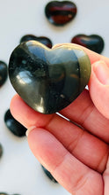 Load image into Gallery viewer, 1 (one) Bloodstone Jasper heart || approx 45 mm 1.5 oz || Random Pull || Creative Energy || Spiritual tools and meditation aid ||
