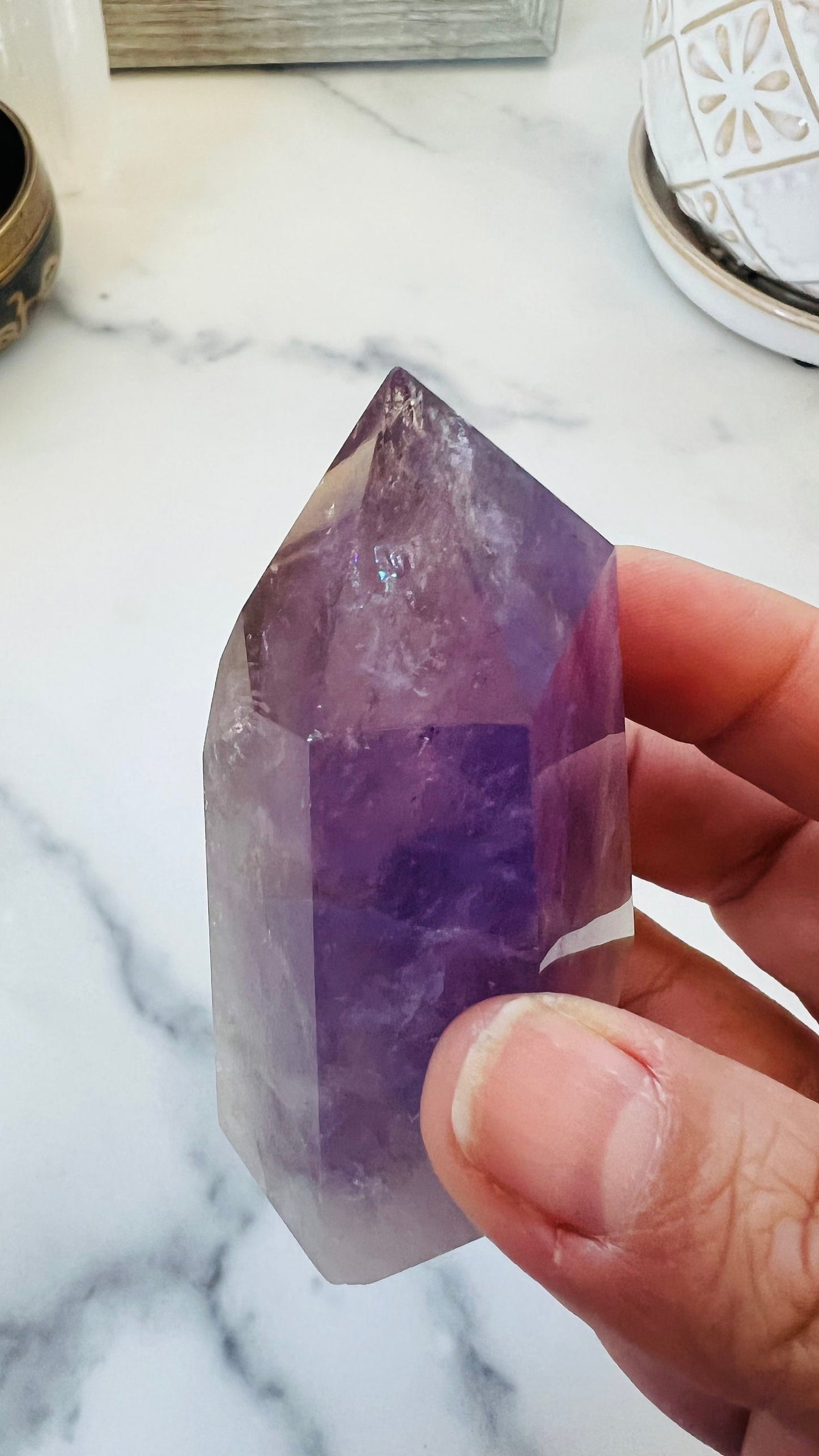 Amethyst Polished Point || Natural Amethyst || Brazilian Amethyst || 3" tall and approx 6.0 oz ||
