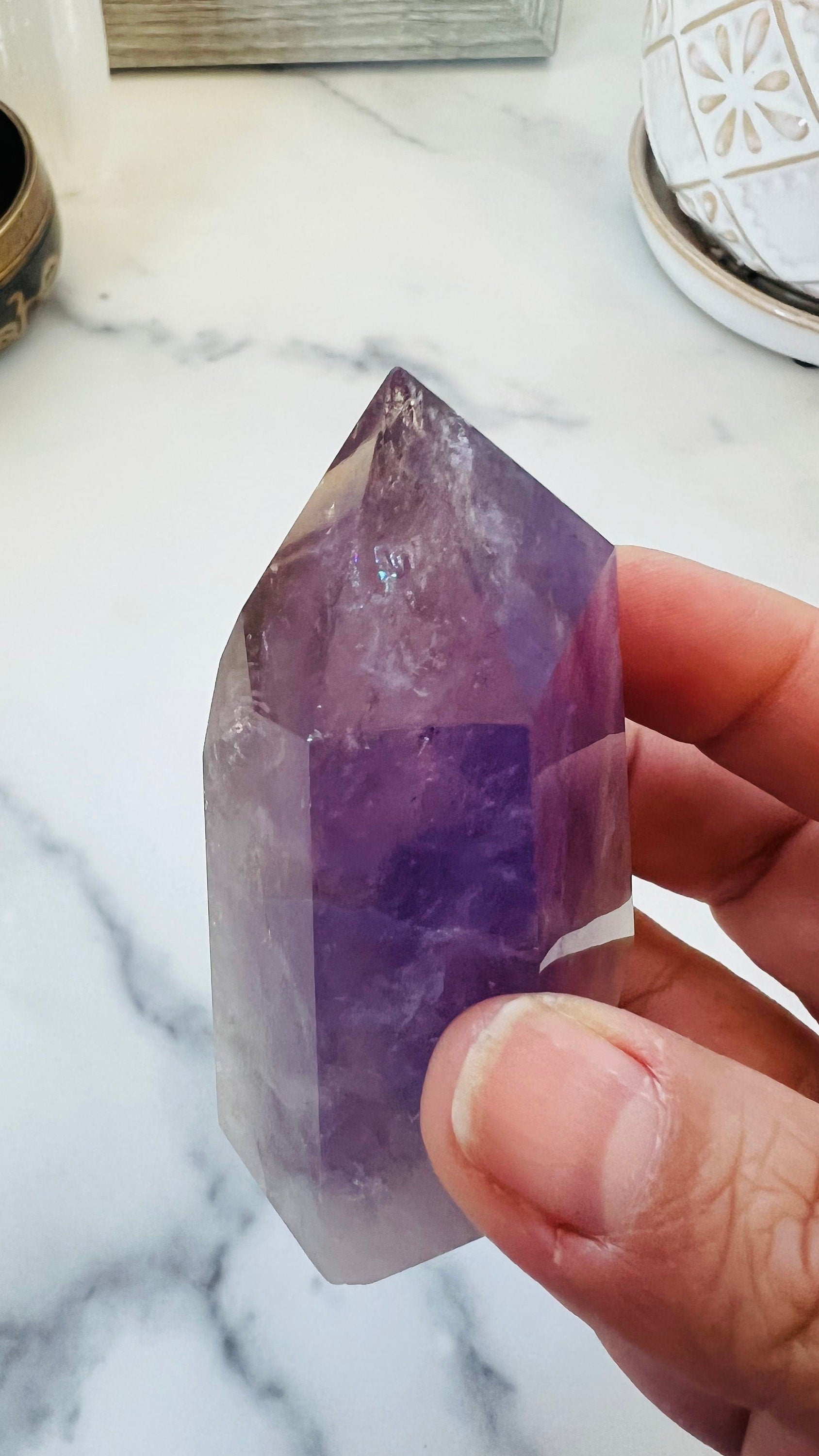Amethyst Polished Point || Natural Amethyst || Brazilian Amethyst || 3" tall and approx 6.0 oz ||