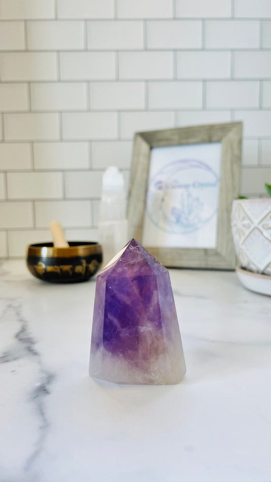 Amethyst Polished Point || Natural Amethyst || Brazilian Amethyst || 3" tall and approx 6.0 oz ||