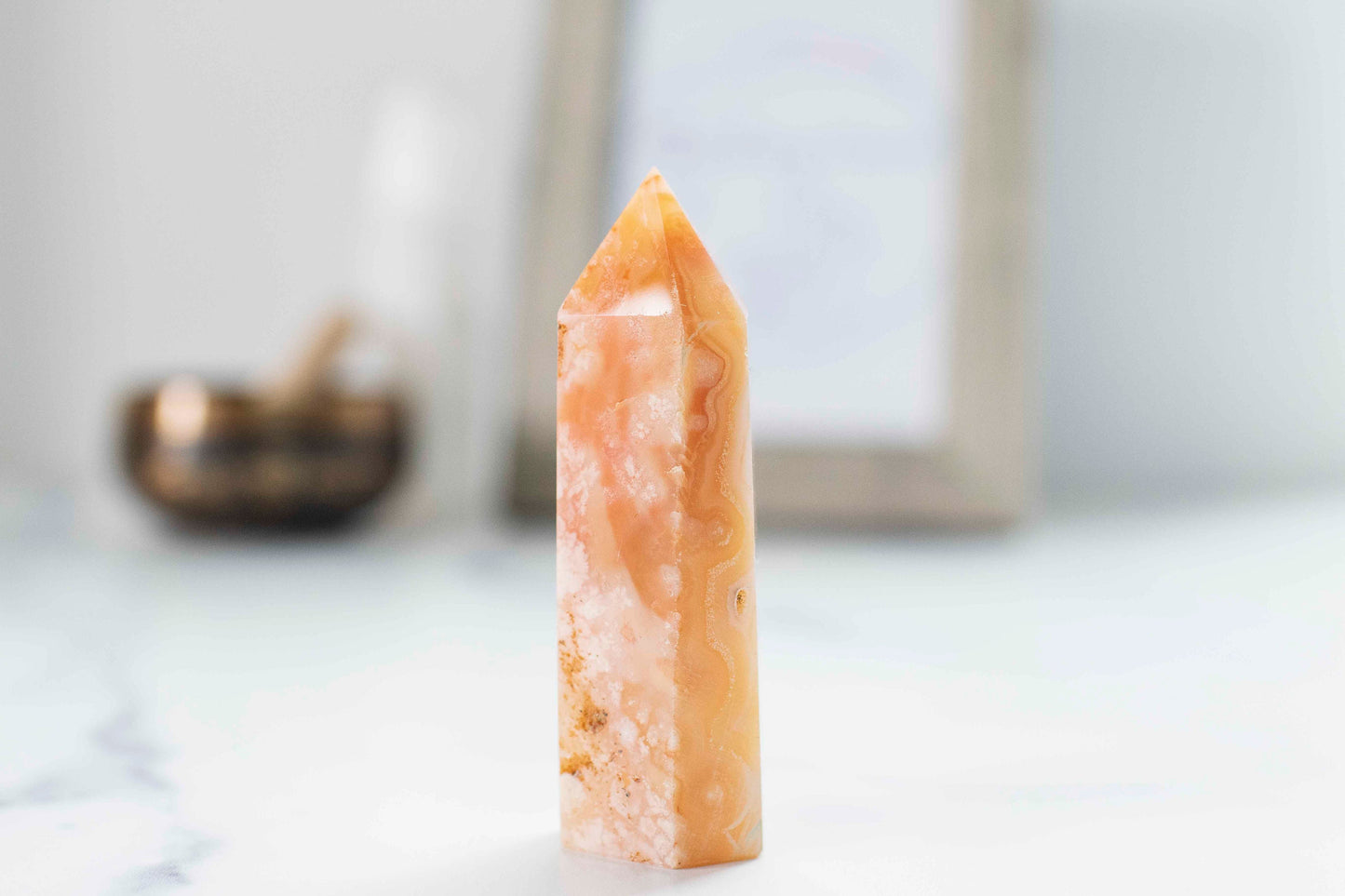 Flower Agate ||| Soft Pink Agate Chalcedony || Cottage Core || Tower || 3 7/8 x 1 1/4 weighs 4.3 oz || Fairycore ||