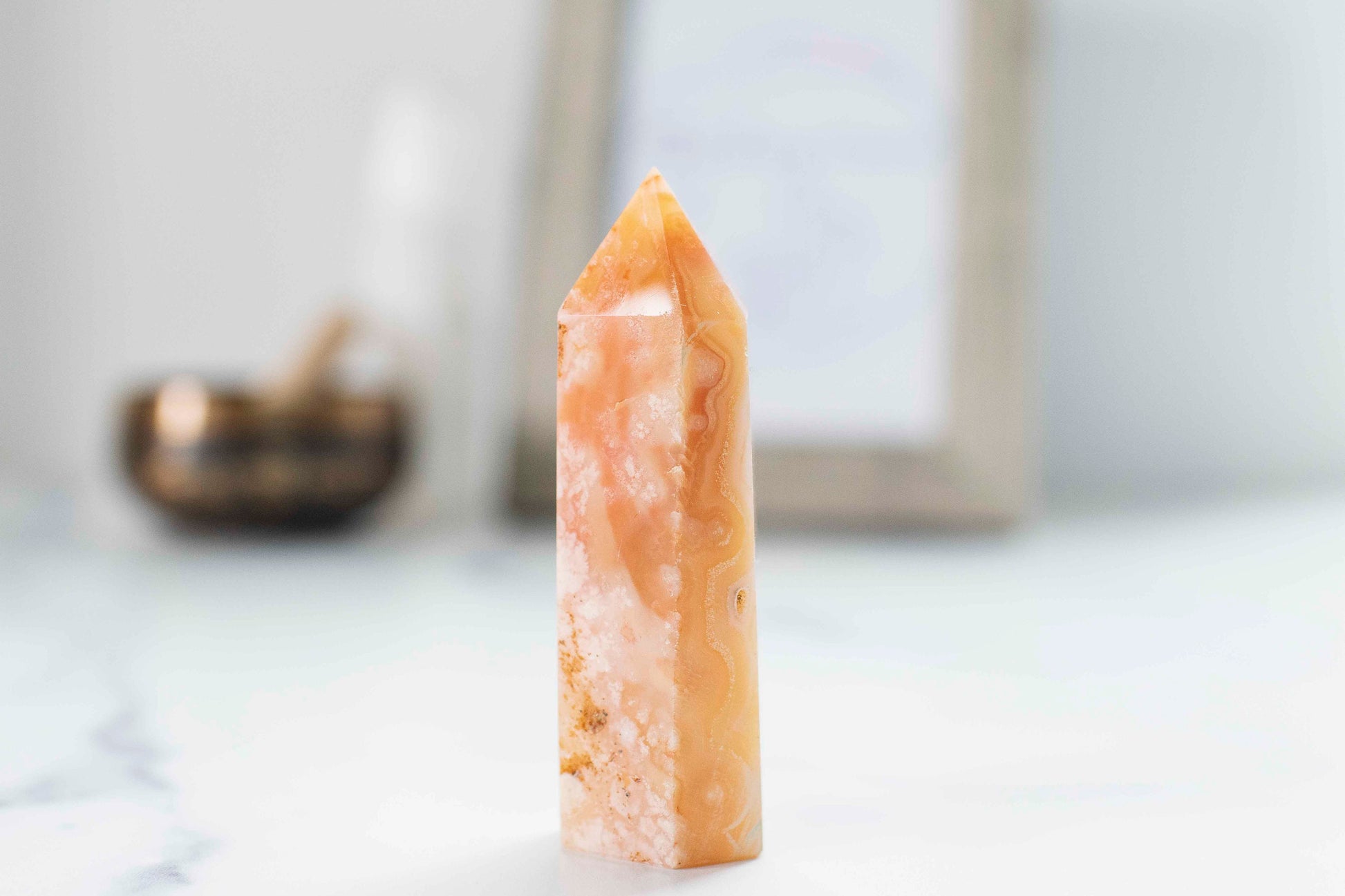 Flower Agate ||| Soft Pink Agate Chalcedony || Cottage Core || Tower || 3 7/8 x 1 1/4 weighs 4.3 oz || Fairycore ||
