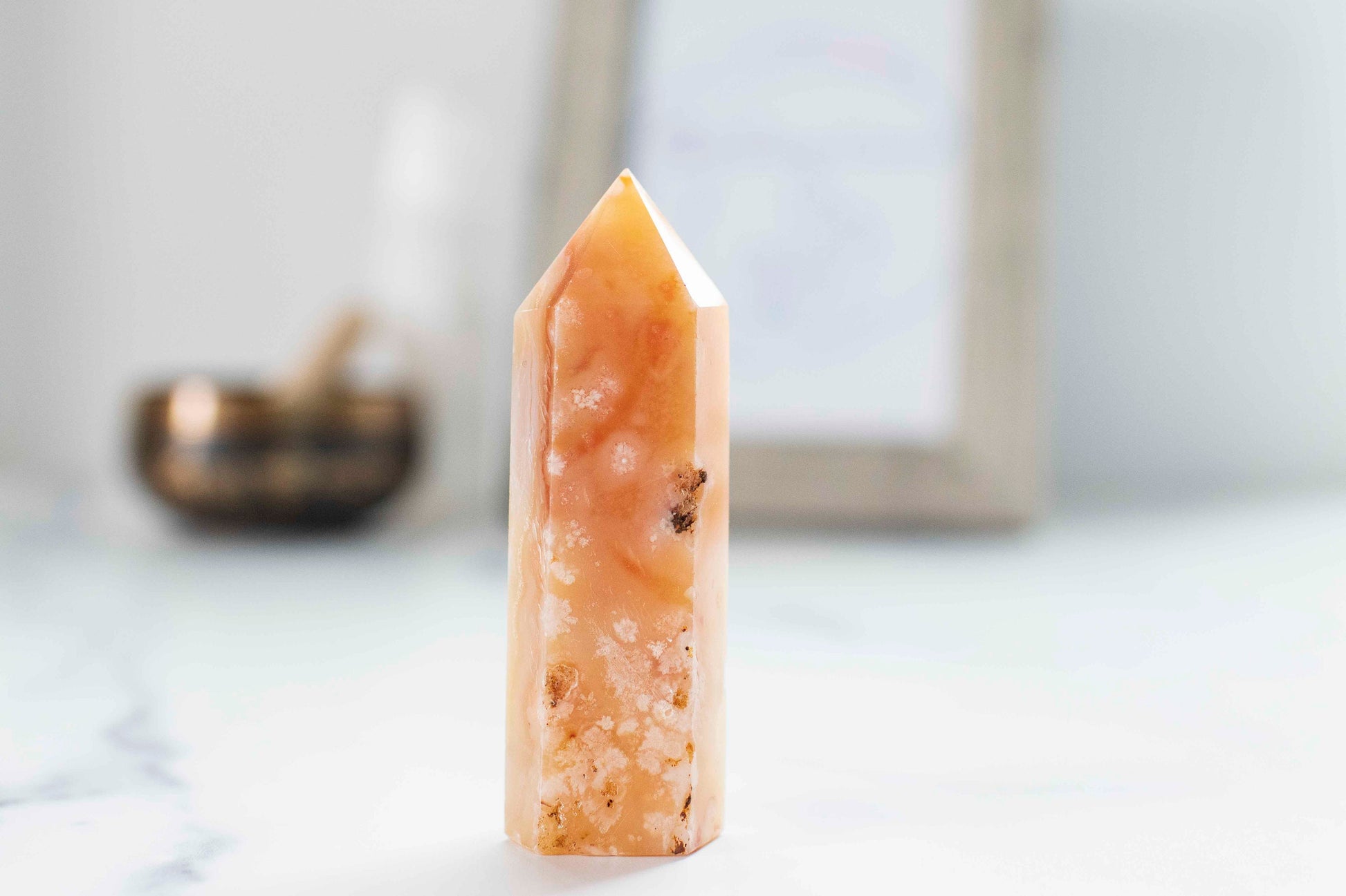 Flower Agate ||| Soft Pink Agate Chalcedony || Cottage Core || Tower || 3 7/8 x 1 1/4 weighs 4.3 oz || Fairycore ||