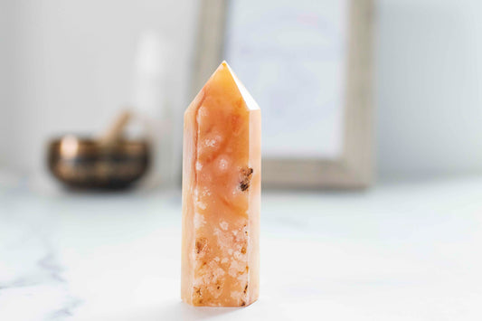 Flower Agate ||| Soft Pink Agate Chalcedony || Cottage Core || Tower || 3 7/8 x 1 1/4 weighs 4.3 oz || Fairycore ||