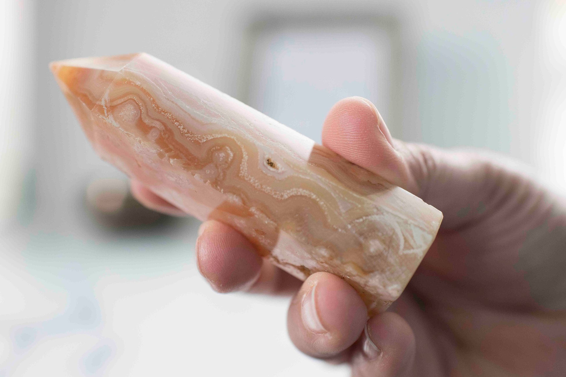 Flower Agate ||| Soft Pink Agate Chalcedony || Cottage Core || Tower || 3 7/8 x 1 1/4 weighs 4.3 oz || Fairycore ||