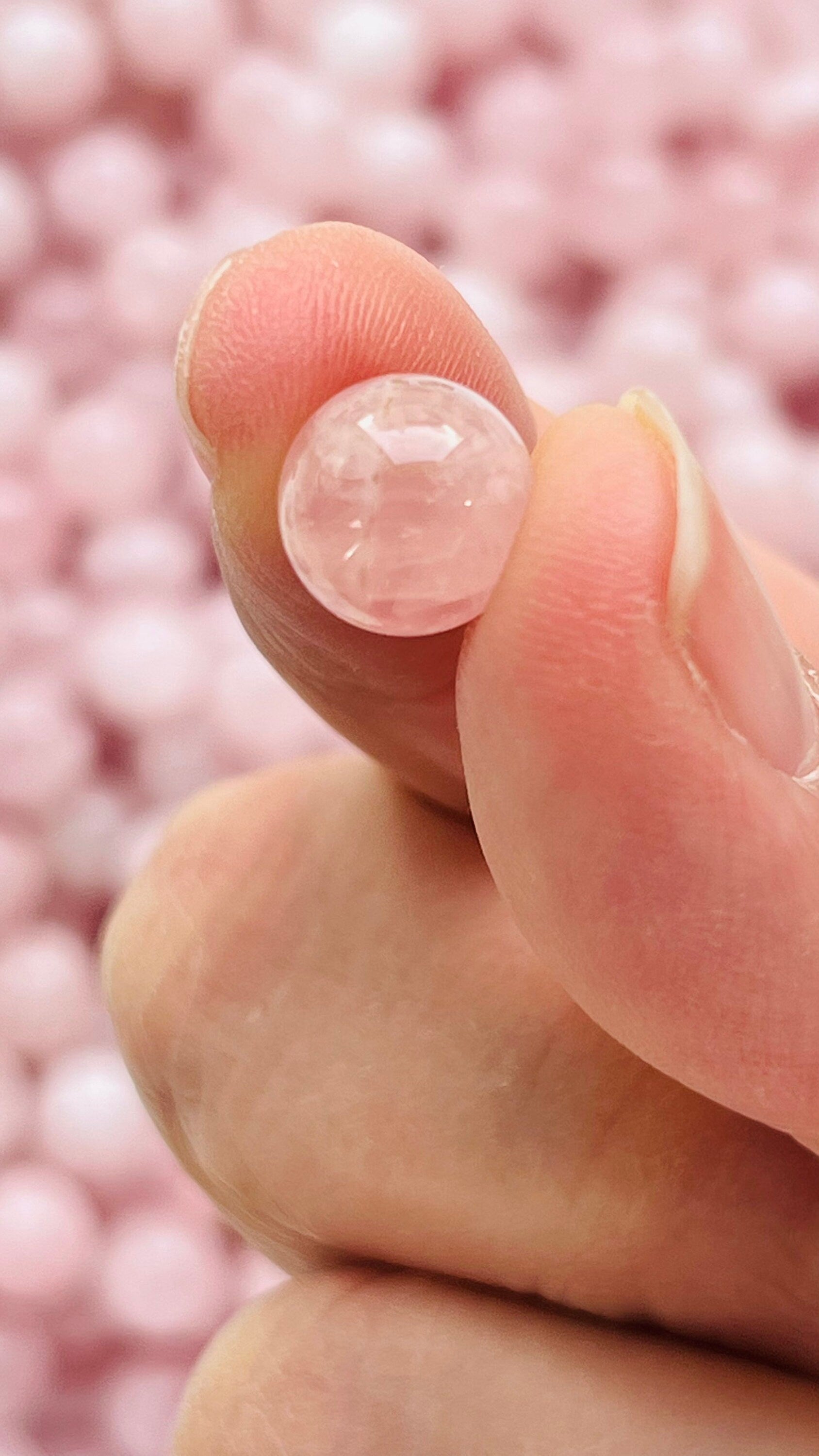 Beautiful Rose Quartz Tiny Mini sphere, marble sized, approx. 10mm, Romantic Aesthetic, cottagecore, fairycore decor for home and office,