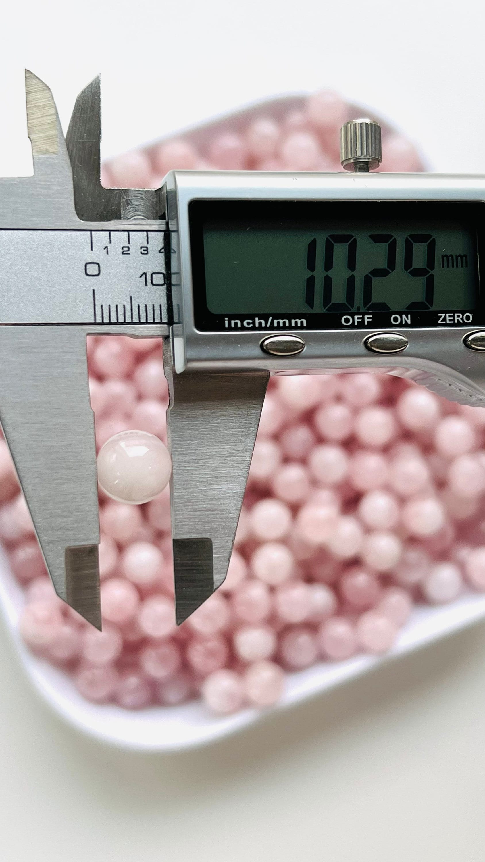 Beautiful Rose Quartz Tiny Mini sphere, marble sized, approx. 10mm, Romantic Aesthetic, cottagecore, fairycore decor for home and office,