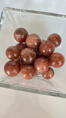 Gorgeous high quality sunstone sphere, one (1) polished crystal ball, approx 10-15 grams per sphere x 0.9 inch around, Intuitively chosen