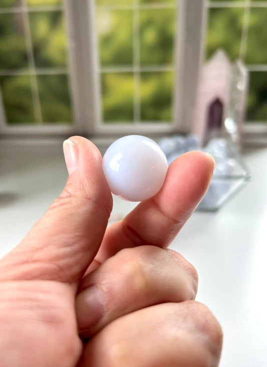 Stunning Blue Chalcedony Sphere, Approx 18-22 mm, Soft blue translucent crystal sphere, Random pull crystal sphere, BCS-G