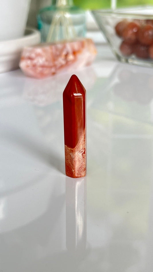 Bold Red Jasper 2 inch skinny tower, One (1) randomly selected tower from general supply, small crystals under 10.00