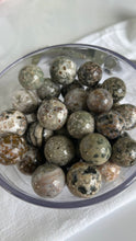 Load image into Gallery viewer, Incredible Sea Jasper, also known as Ocean Jasper and orbicular jasper, mini spheres, Random pull, mini stand included.
