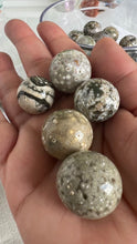 Load image into Gallery viewer, Incredible Sea Jasper, also known as Ocean Jasper and orbicular jasper, mini spheres, Random pull, mini stand included.
