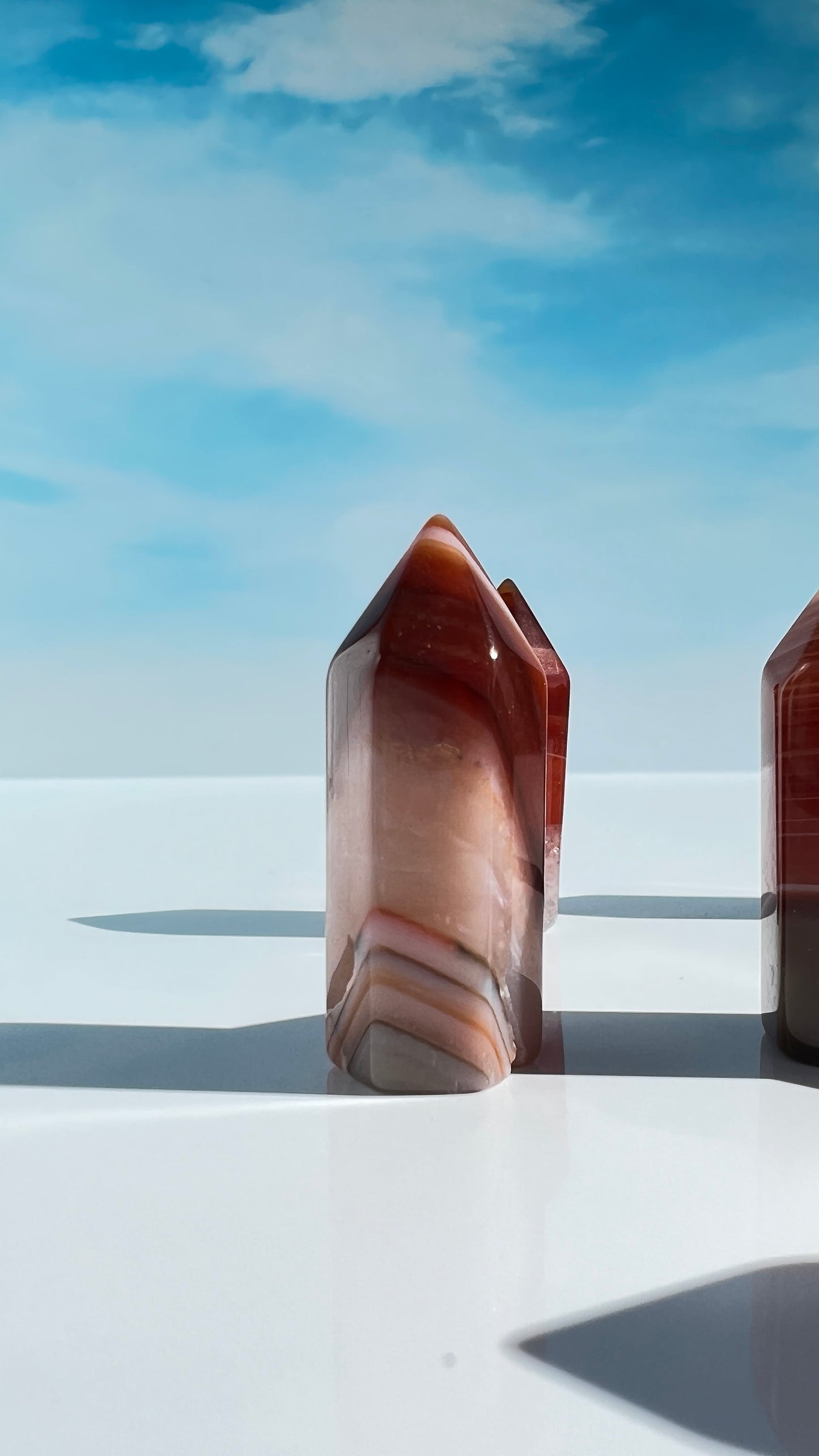 Gorgeous Carnelian Agate Mini Towers, deep rich colorful points, approx 1 1/2 inches, randomly selected from our general stock of crystals
