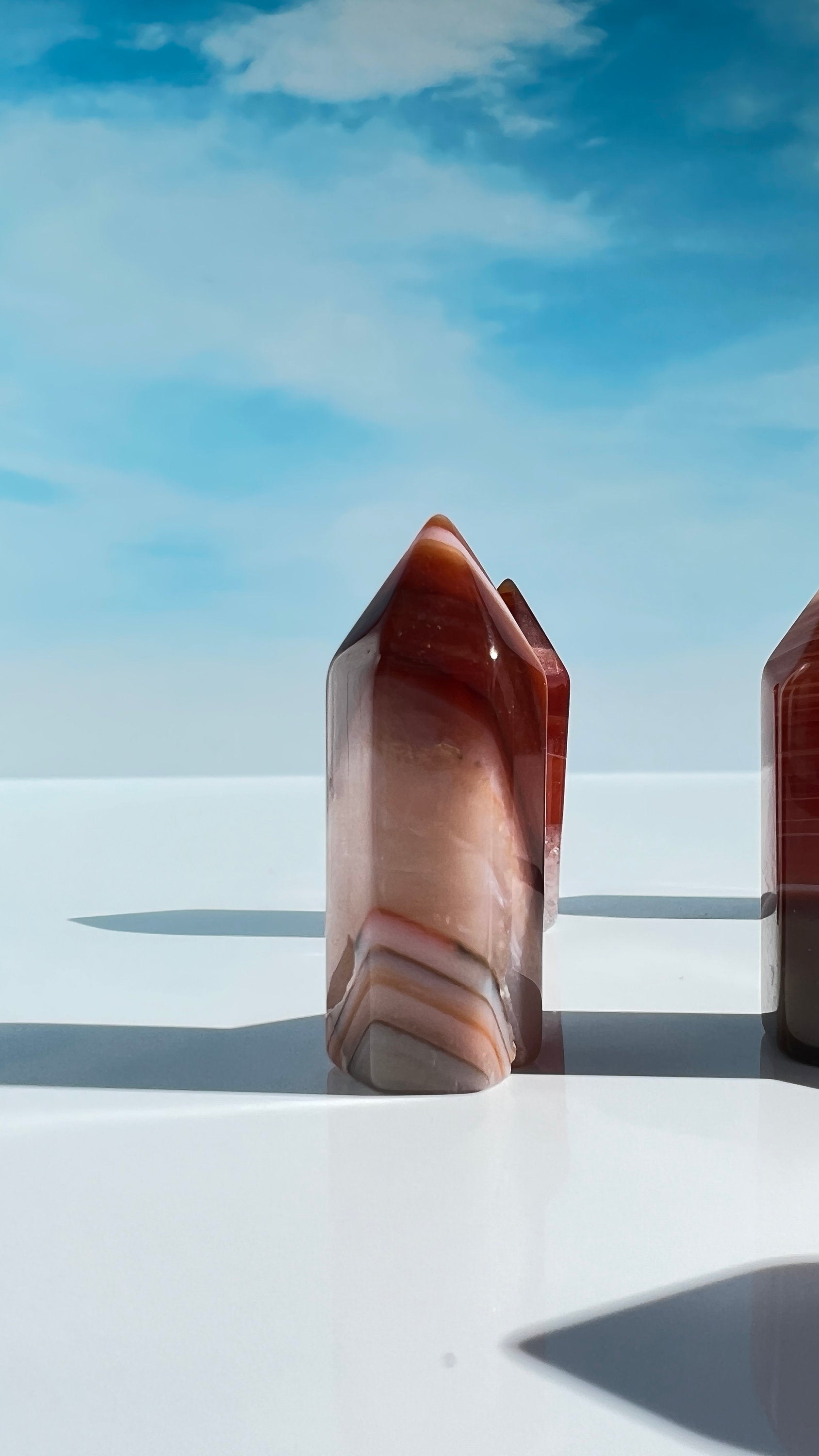 Gorgeous Carnelian Agate Mini Towers, deep rich colorful points, approx 1 1/2 inches, randomly selected from our general stock of crystals