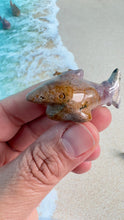 Load image into Gallery viewer, Super cute Ocean Jasper mini shark carvings in pastel colors approximately 2 inches. Random pull. Hand carved. high shine baby crystal shark
