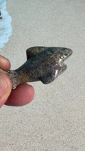 Load image into Gallery viewer, Super cute Ocean Jasper mini shark carvings in pastel colors approximately 2 inches. Random pull. Hand carved. high shine baby crystal shark
