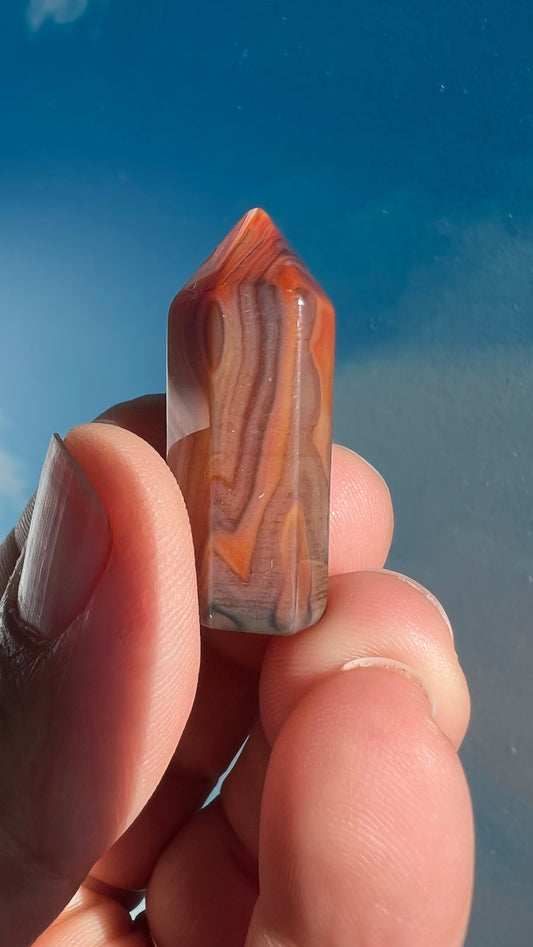 Gorgeous Carnelian Agate Mini Towers, deep rich colorful points, approx 1 1/2 inches, randomly selected from our general stock of crystals