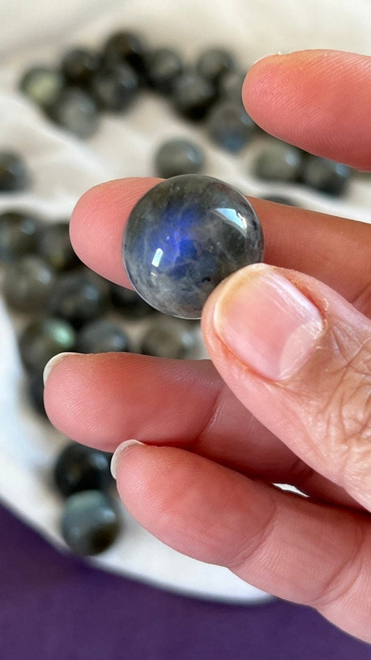 Beautiful Labradorite Mini Sphere (19-21 mm ) with stunning flash, randomly selected from our general supply.