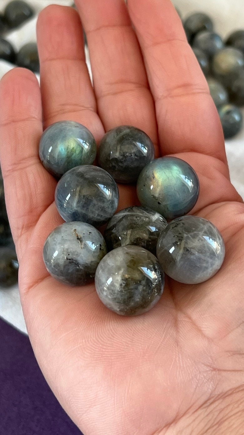 Beautiful Labradorite Mini Sphere (19-21 mm ) with stunning flash, randomly selected from our general supply.