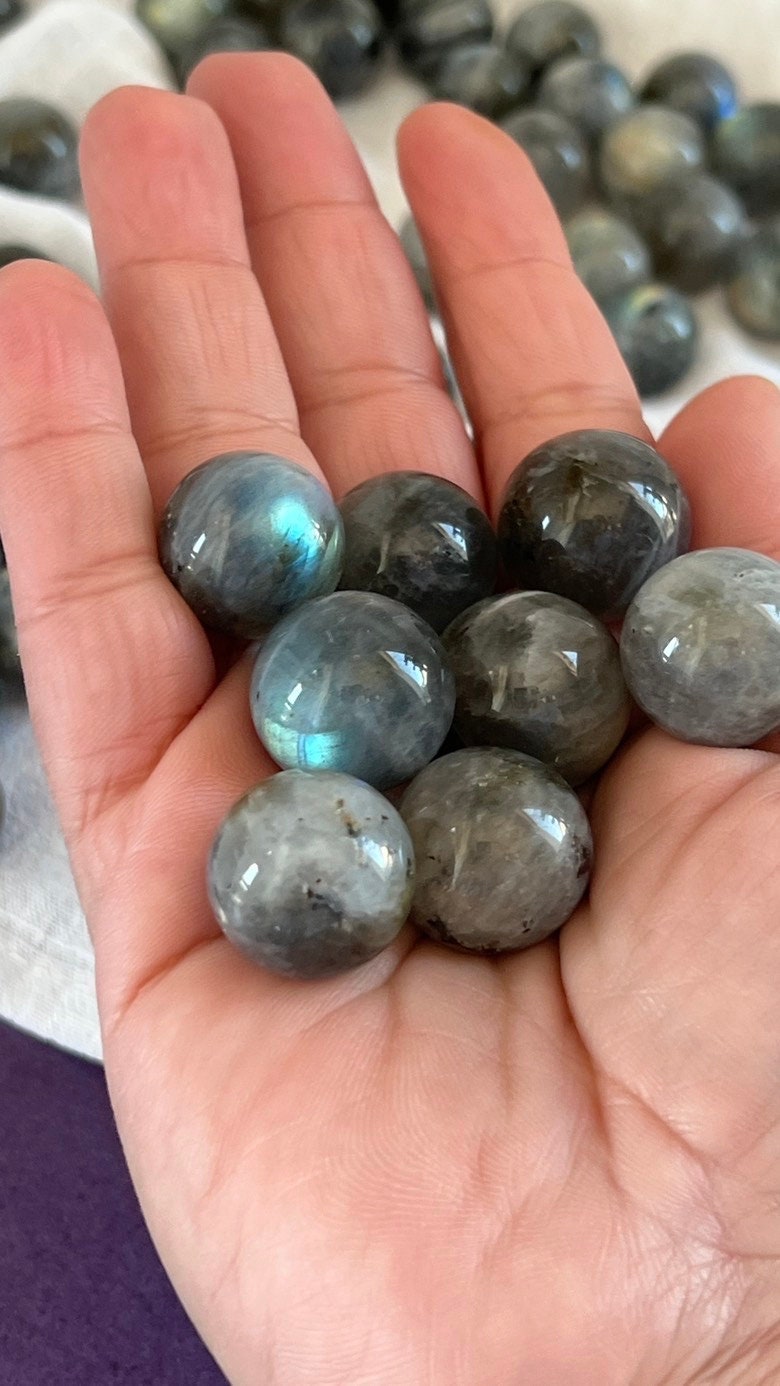 Beautiful Labradorite Mini Sphere (19-21 mm ) with stunning flash, randomly selected from our general supply.