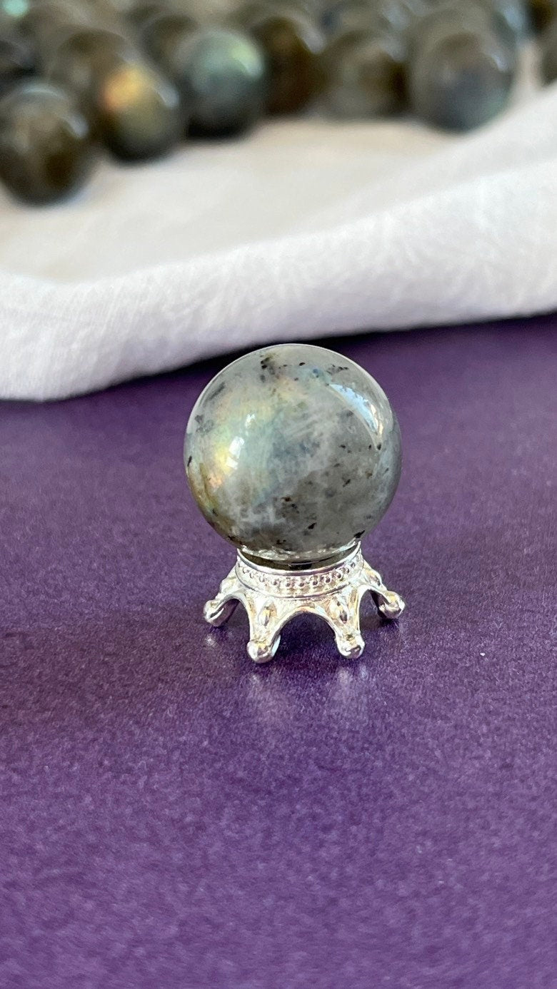 Beautiful Labradorite Mini Sphere (19-21 mm ) with stunning flash, randomly selected from our general supply.