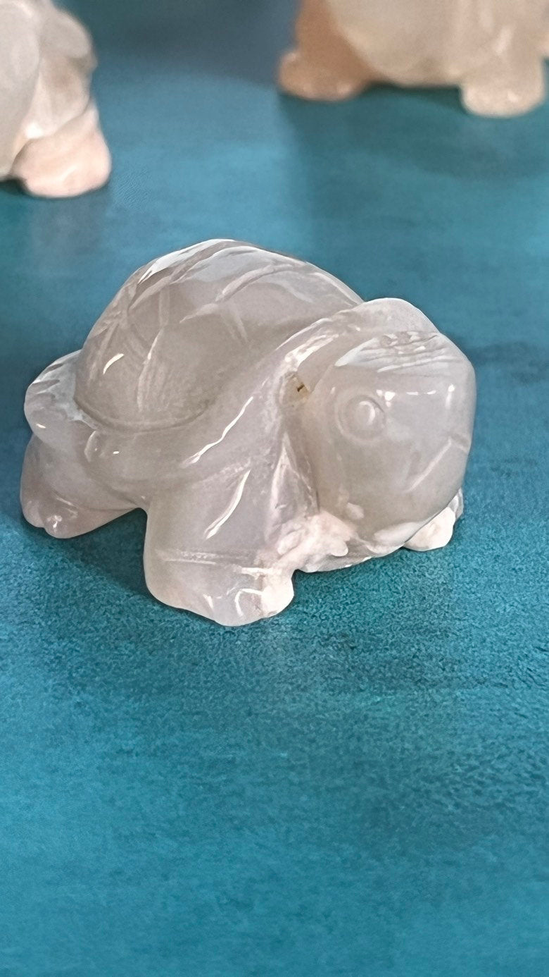 Flower Agate Turtle approx 2 inches long. One (1) Adorable Hand Carved (Randomly Selected from our general stock).