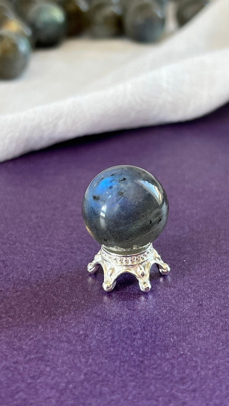 Beautiful Labradorite Mini Sphere (19-21 mm ) with stunning flash, randomly selected from our general supply.