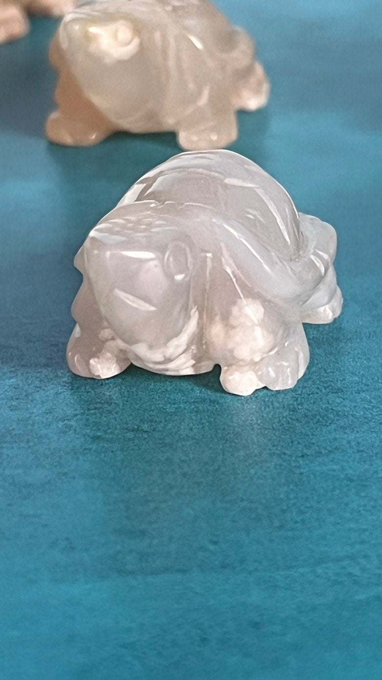 Flower Agate Turtle approx 2 inches long. One (1) Adorable Hand Carved (Randomly Selected from our general stock).