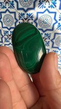 Load image into Gallery viewer, Authentic Malachite Palm Stones with wonderful patterns, High Quality and shine surface. No obvious blemishes. 2 inches 2.2 ounces
