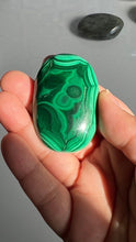 Load image into Gallery viewer, Congo Malachite Palm Stone with gorgeous pattern, High Quality and Shine surface, 2 3/8 inches 2.9 ounces
