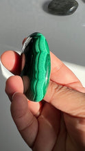 Load image into Gallery viewer, Congo Malachite Palm Stone with gorgeous pattern, High Quality and Shine surface, 2 3/8 inches 2.9 ounces
