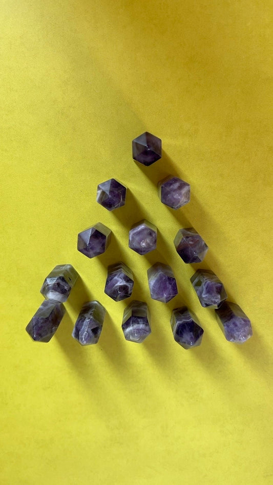 One (1) Amethyst mini point, 1.3 - 1.5 inch tall, Some with Chevron Pattern Mini Tower, Small, under ten dollars & perfect for beginners