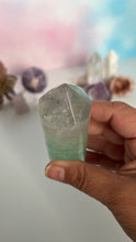 Load image into Gallery viewer, Stunning Fluorite Cylindrical base tower with wonderful clarity and gorgeous green color. Rainbow inclusion on top. (FCT-60)
