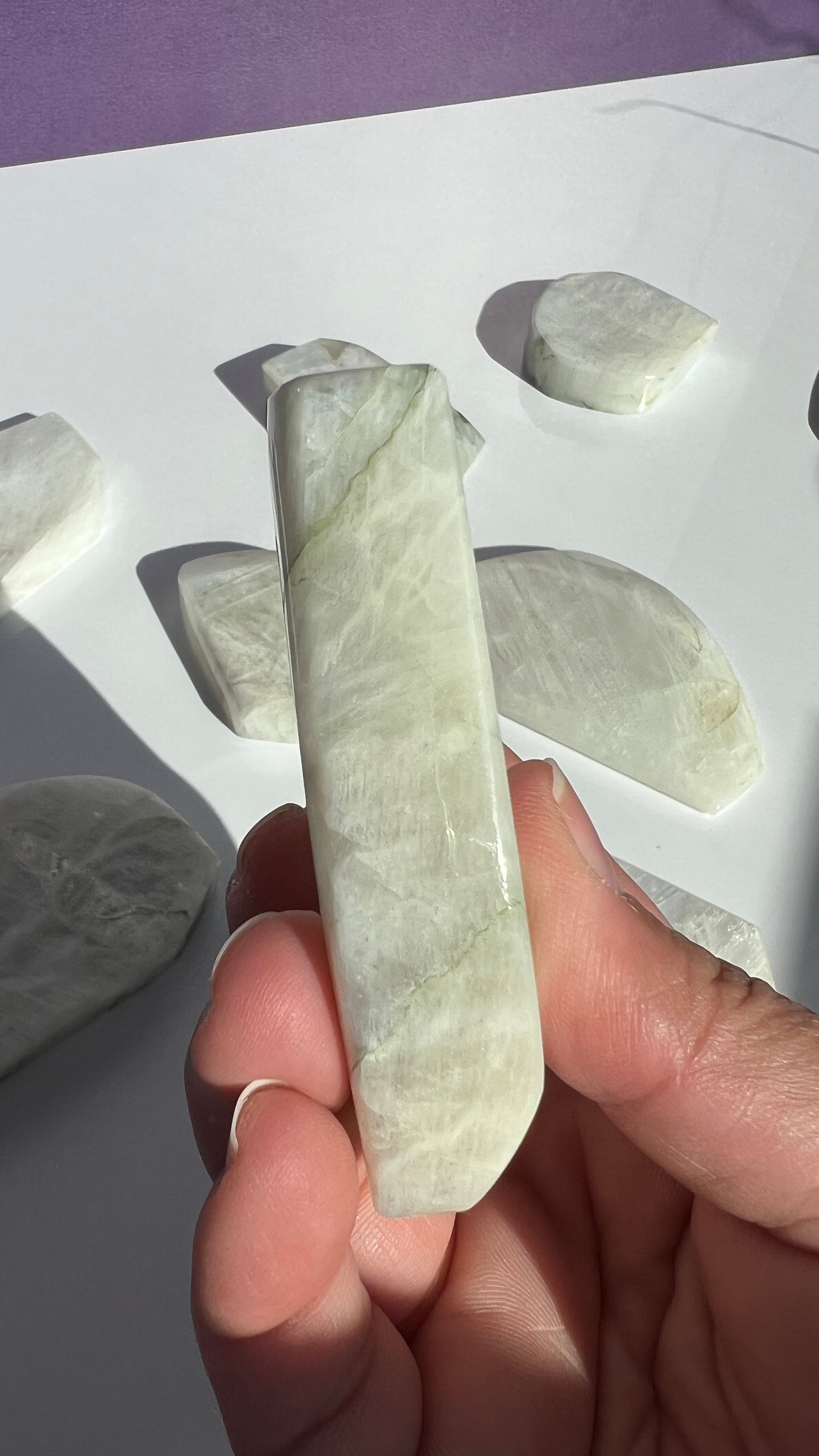AA White Moonstone Free form with stunning Blue Flash 3 inches (1-51) Very Flashy Moonstone Blue.