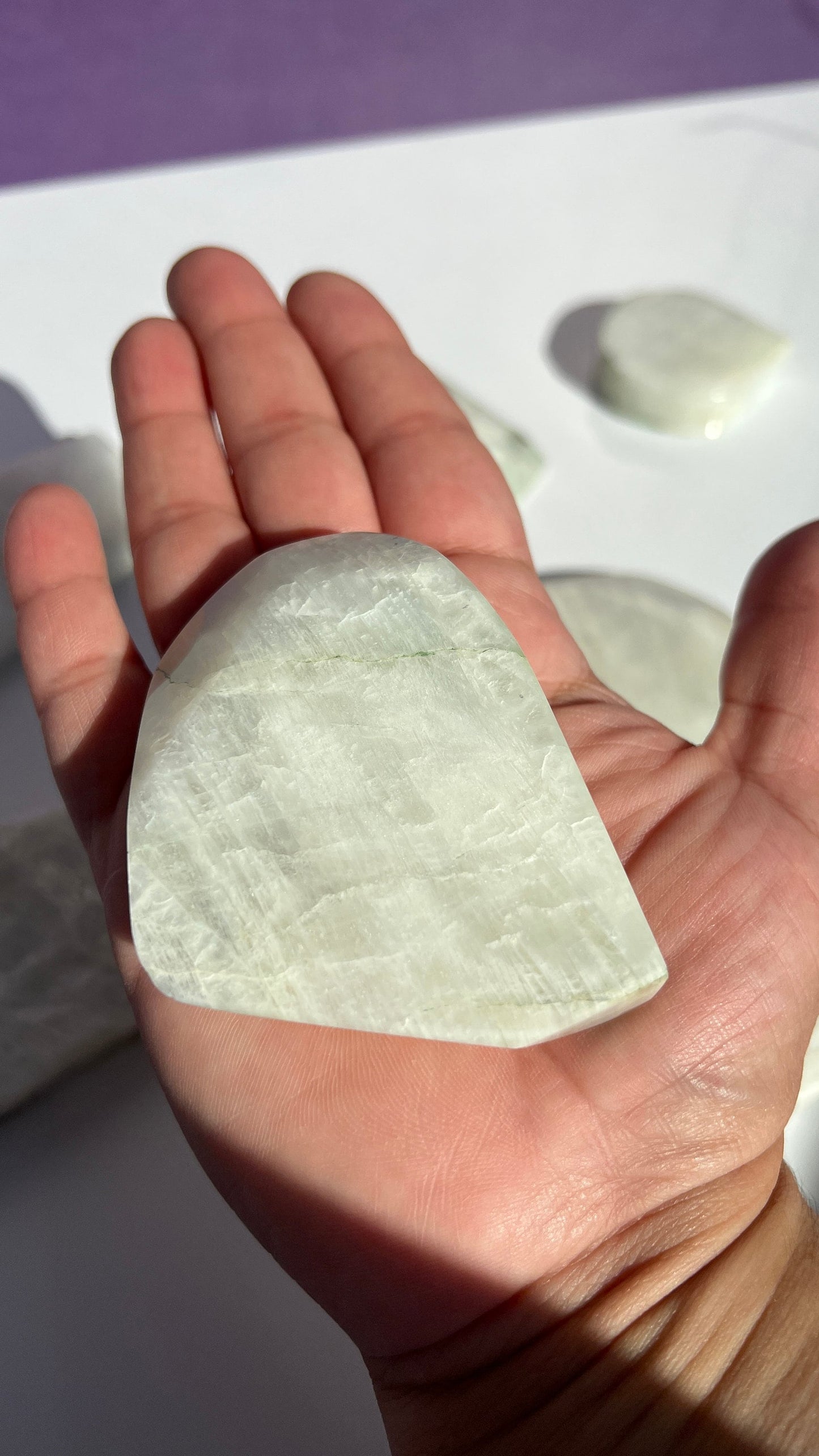 AA White Moonstone Free form with stunning Blue Flash 3 inches (1-51) Very Flashy Moonstone Blue.