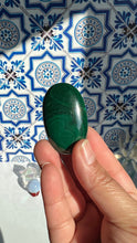 Load image into Gallery viewer, Authentic Malachite Palm Stones with wonderful patterns, High Quality and shine surface. No obvious blemishes. 2 inches 2.2 ounces
