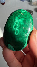 Load image into Gallery viewer, Congo Malachite Palm Stone with gorgeous pattern, High Quality and Shine surface, 2 3/8 inches 2.9 ounces
