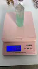 Load image into Gallery viewer, Stunning Fluorite Cylindrical base tower with wonderful clarity and gorgeous green color. Rainbow inclusion on top. (FCT-60)
