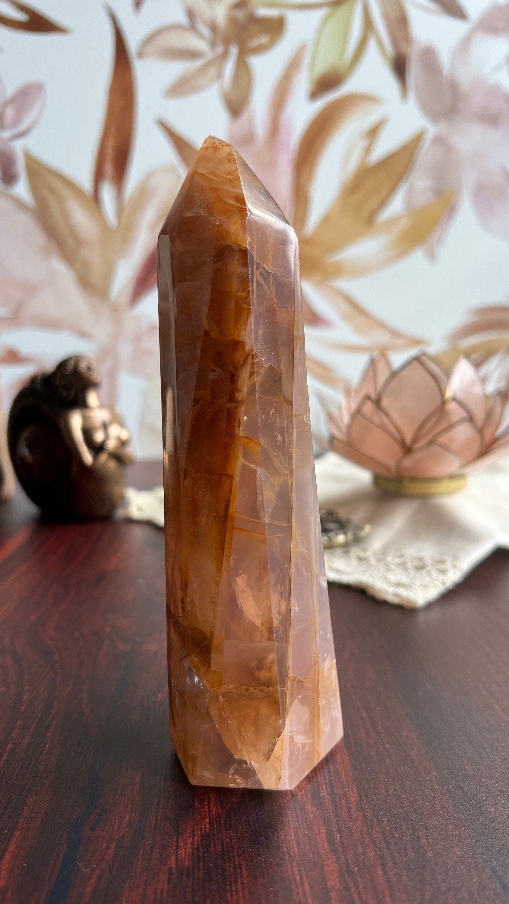 Gorgeous Golden Healer Tower 6 1/2 inches tall weighs 1.2 pounds, with rainbows. (GH110)