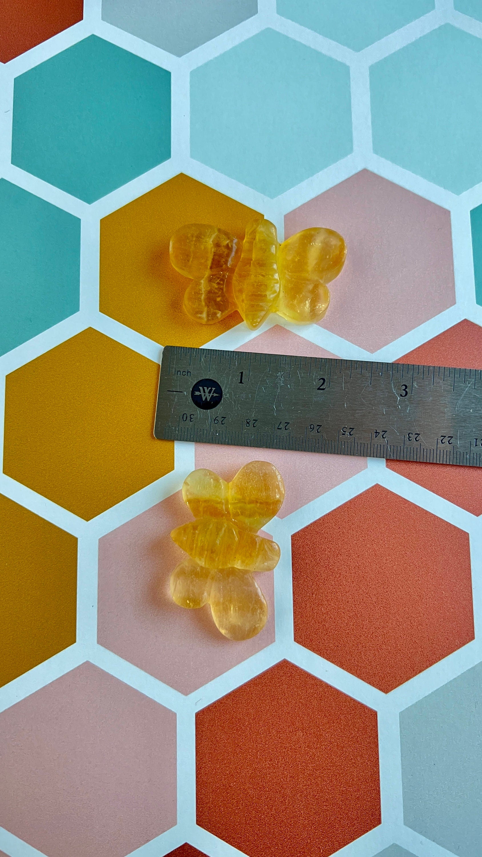 One (1) Cute Yellow Fluorite Hand Carved Bee ,2 1/4 inches, Randomly selected from our general stock.