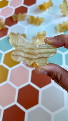 One (1) Cute Yellow Fluorite Hand Carved Bee ,2 1/4 inches, Randomly selected from our general stock.