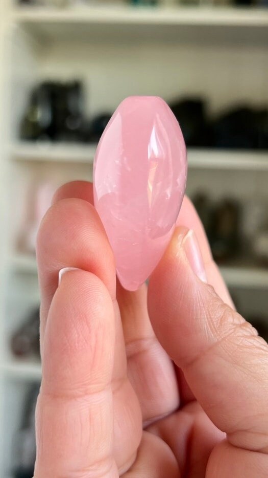 Incredible Star Rose Quartz 2 inch Puffy Heart Hand Carved from Mozambique, Stone of Love and Romance weighs 2 ounces
