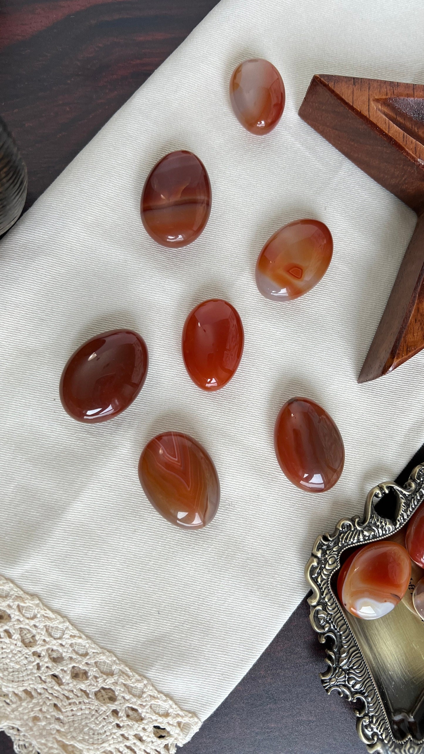 One (1) Stunning Carnelian Agate Mini Palm Stones, intuitively chosen for you, each measures approx. 1.3 - 1.6 inches